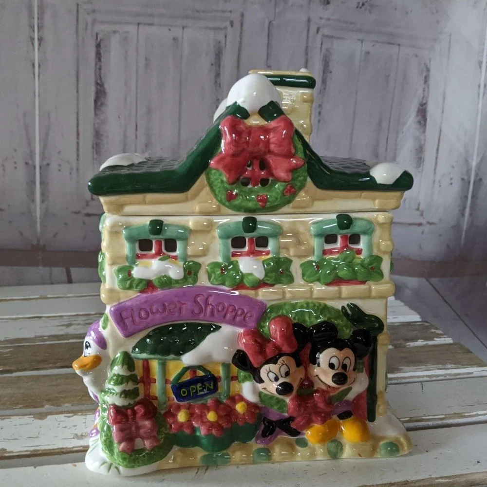 Teleflora Disney ftd Xmas cookie‎ jar flower shoppe